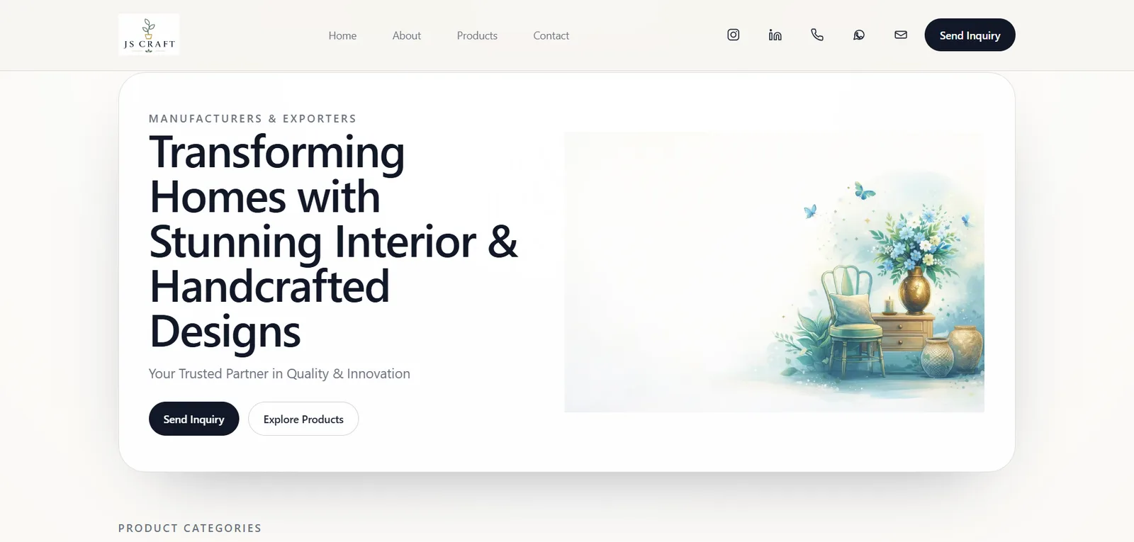 J.S. CRAFT manufacturer and exporter website homepage